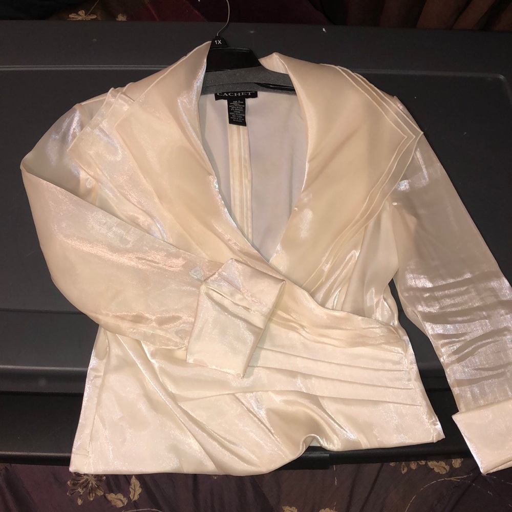 Sheer Cream , Zipper Back , Suit Jacket